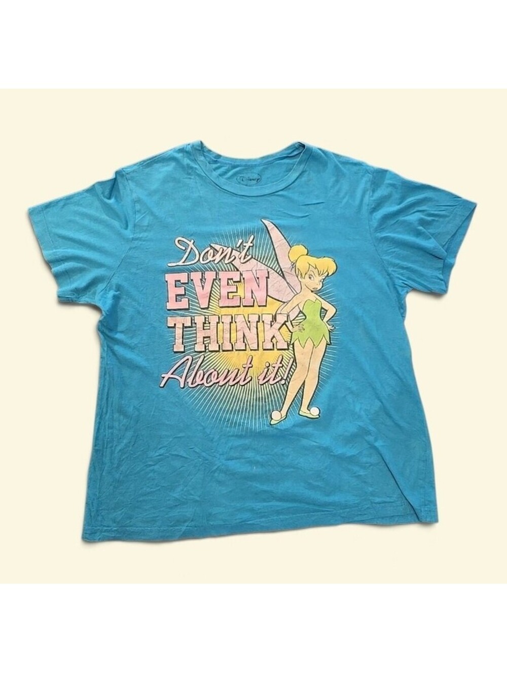 Disney Tinker Bell Dont Even Think About It Graphic T Shirt Blue Fairy Y2K Style